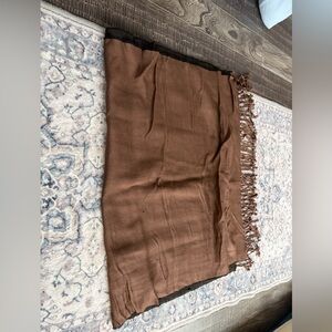 Long brown scarf with fringe ends